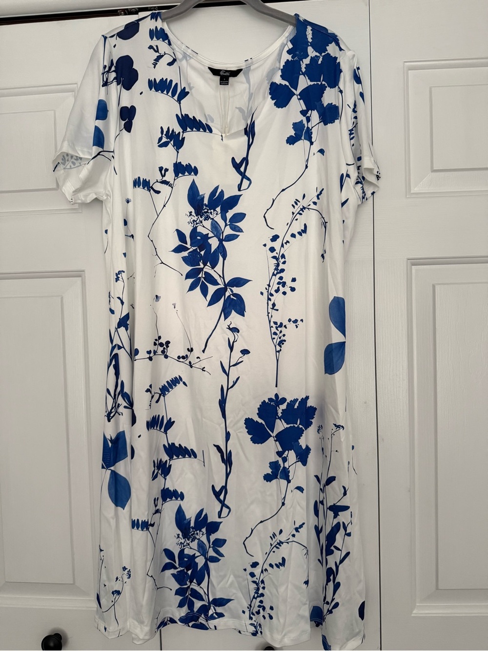 White & Blue Floral Women's Dress